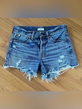 Classic Short Distressed Denim Women’s Shorts - Blue Sz 6